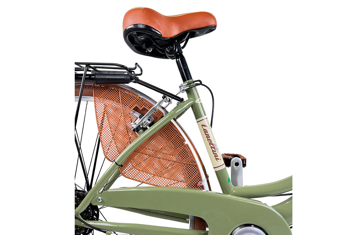 Stadtfahrrad Dolce Vita by Canellini VENERE 28" mit Korb - Olivgrün 3/4