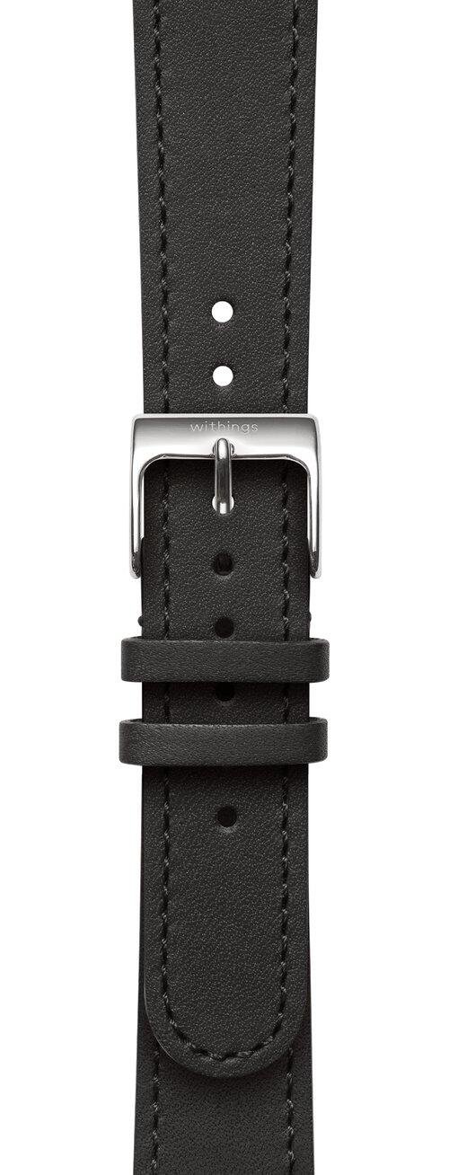 Pulseira de cabedal 18mm para relógio withings preto