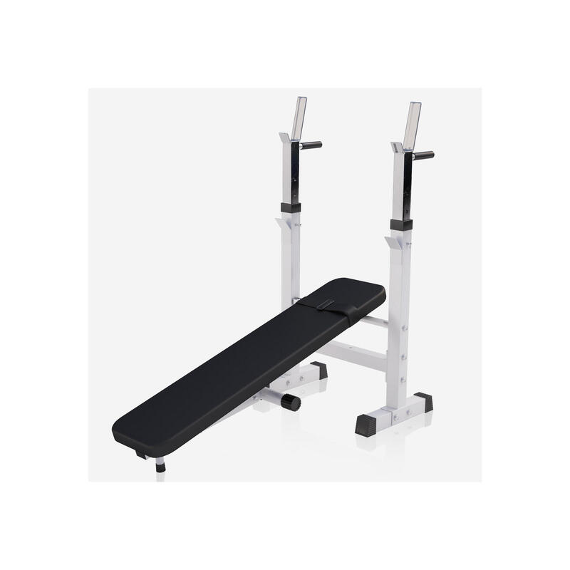 BANC DE MUSCULATION BLANC CLASSIQUE AVEC SET D'HALTERES COMPLET 97,5 KG | MUSCUL