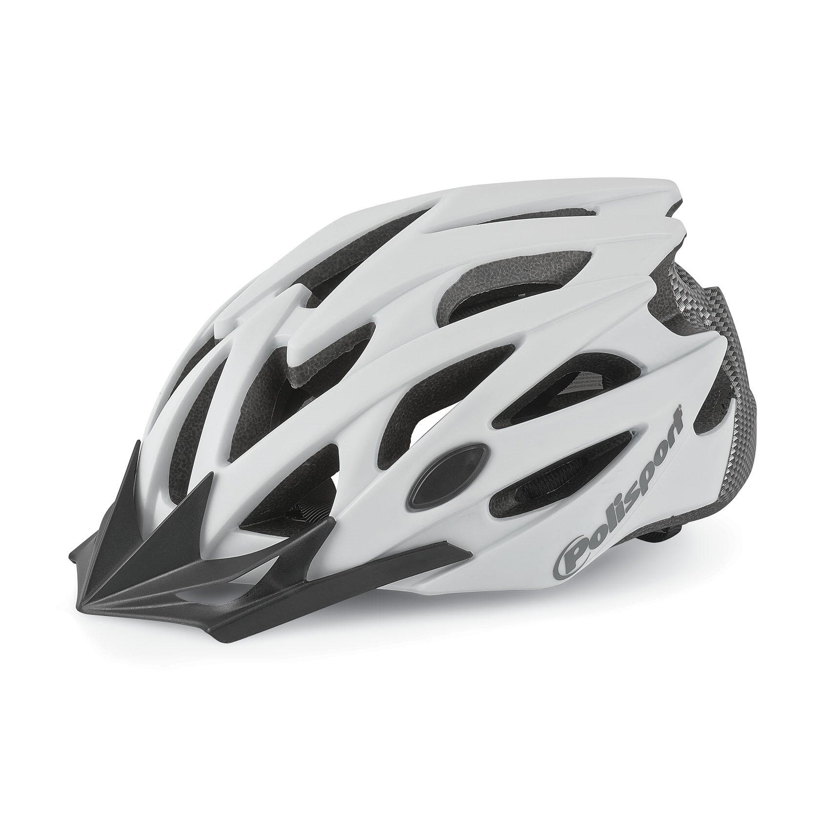 POLISPORT TWIG Fahrradhelm für Straße & MTB Allroundhelm Weiss / Karbon Matt