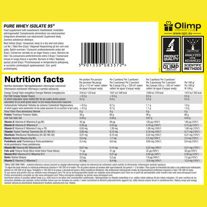 Pure Whey Isolate 95 OLIMP 600 g Masło orzechowe