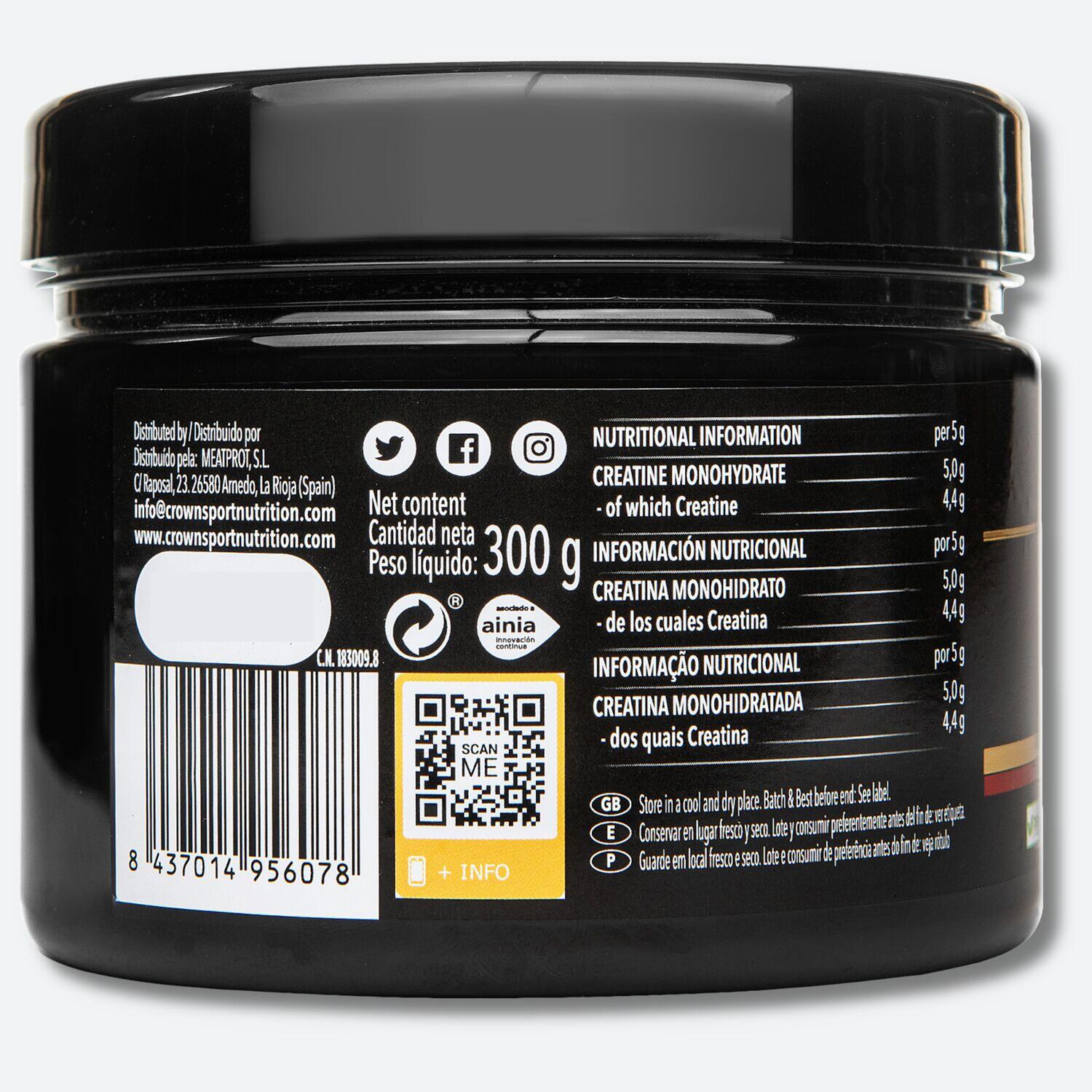 Bote de creatina monohidrato Creapure de 300 g Neutro 3/5