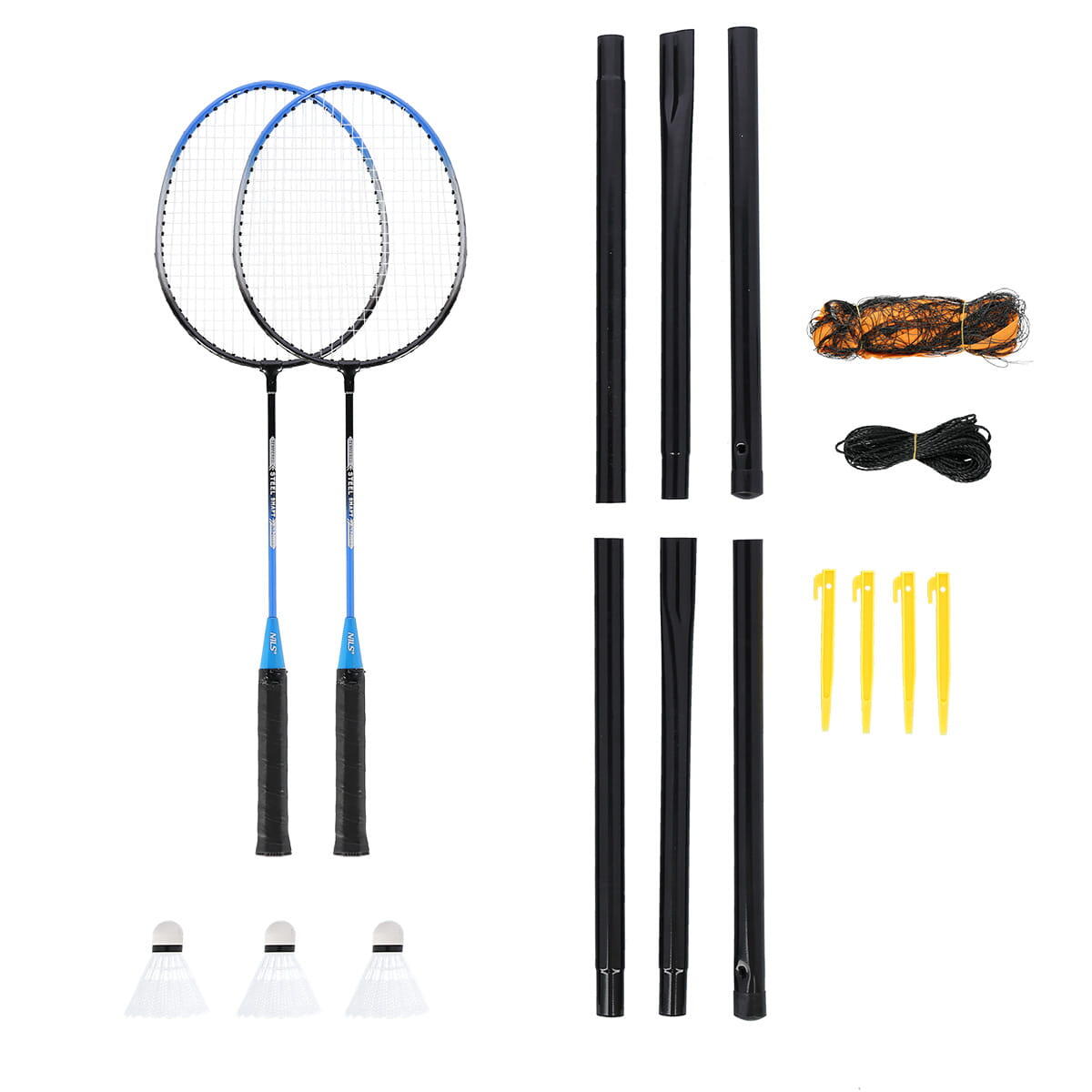 Nils - Set De Badminton 4 Raquettes + 3 Volants + Filet Dans Housse Nils Nrz012 - Raquette De Badminton - Bleu|noir - Taille Unique - Decathlon