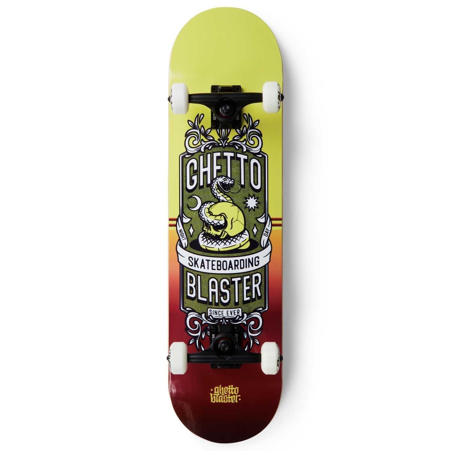 GHETTOBLASTER Skateboard Komplettboard für Anfänger Skull red Yel 8.0"