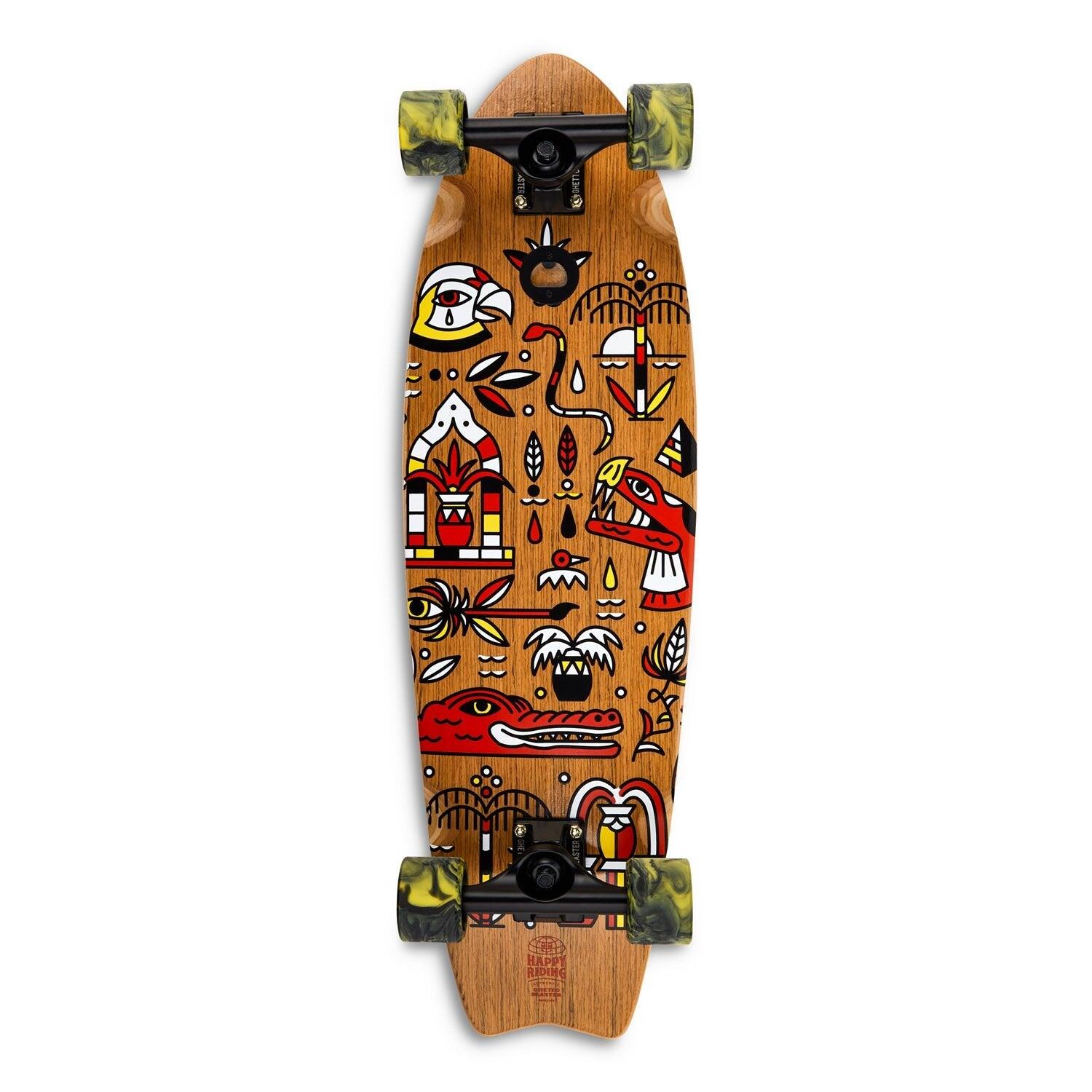 GHETTOBLASTER Cruiser Geroglifics Fishtail Teak 30" x 9"