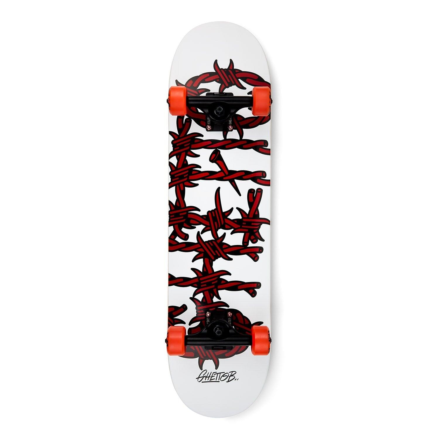 GHETTOBLASTER Skateboard Completo per iniziare Barded Wire  Red 8.25”