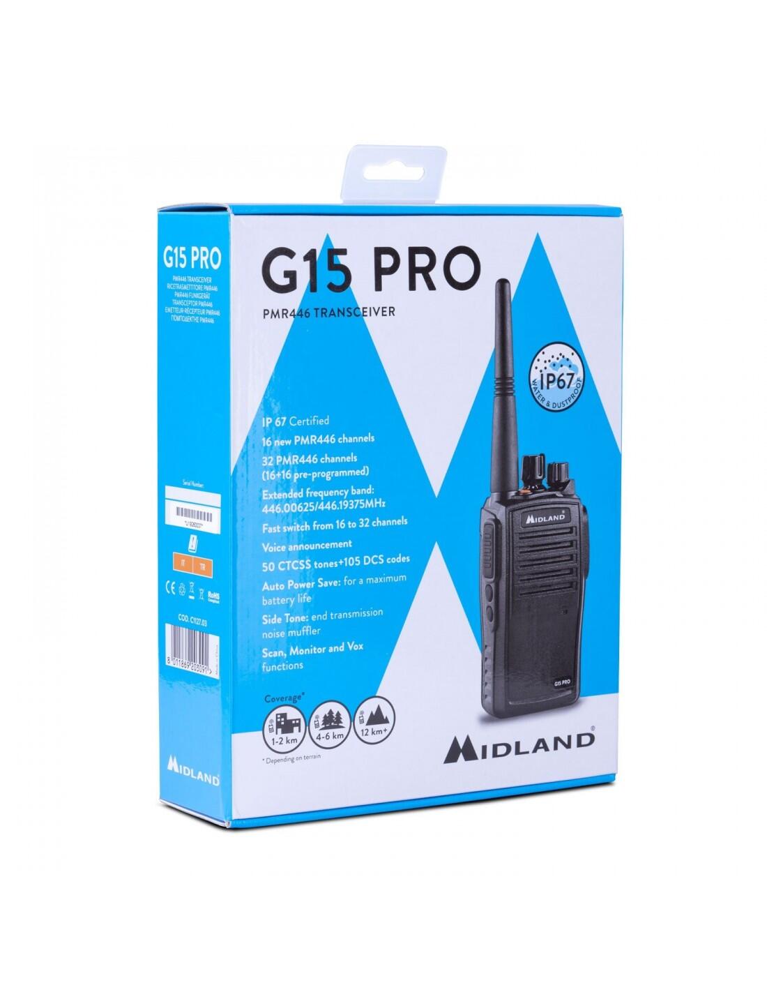 Walkie talkie MIDLAND G15 PRO IP67 16 memorias/scrambler 6/7