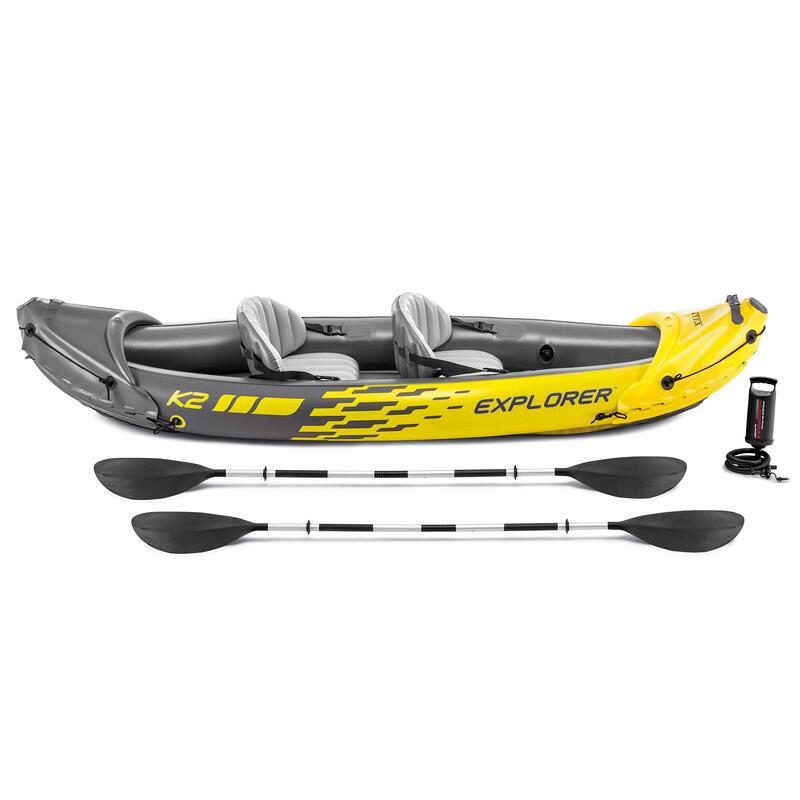 Kayak hinchable Intex Explorer k2 + 2 remos - 312x91x51 cm, 2plazas, Kayak  mar
