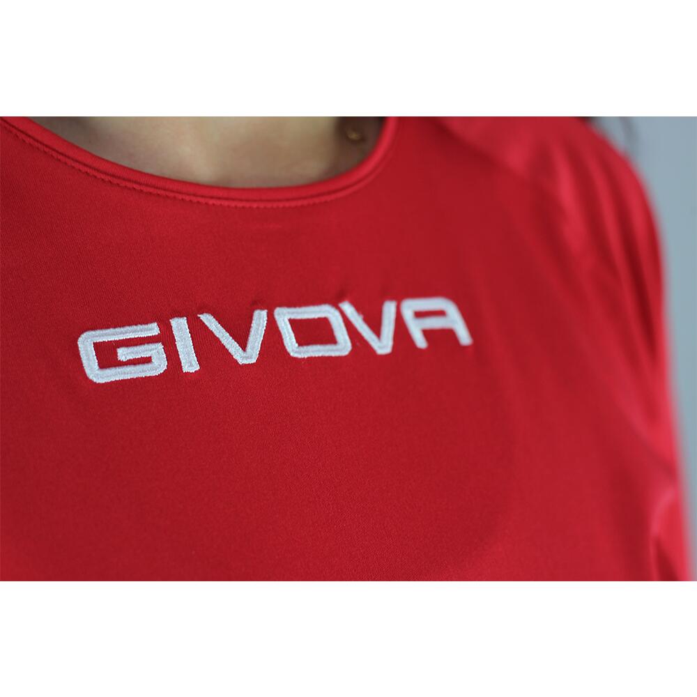 T-Shirt de futebol de poliéster vermelha Givova Capo 4/4