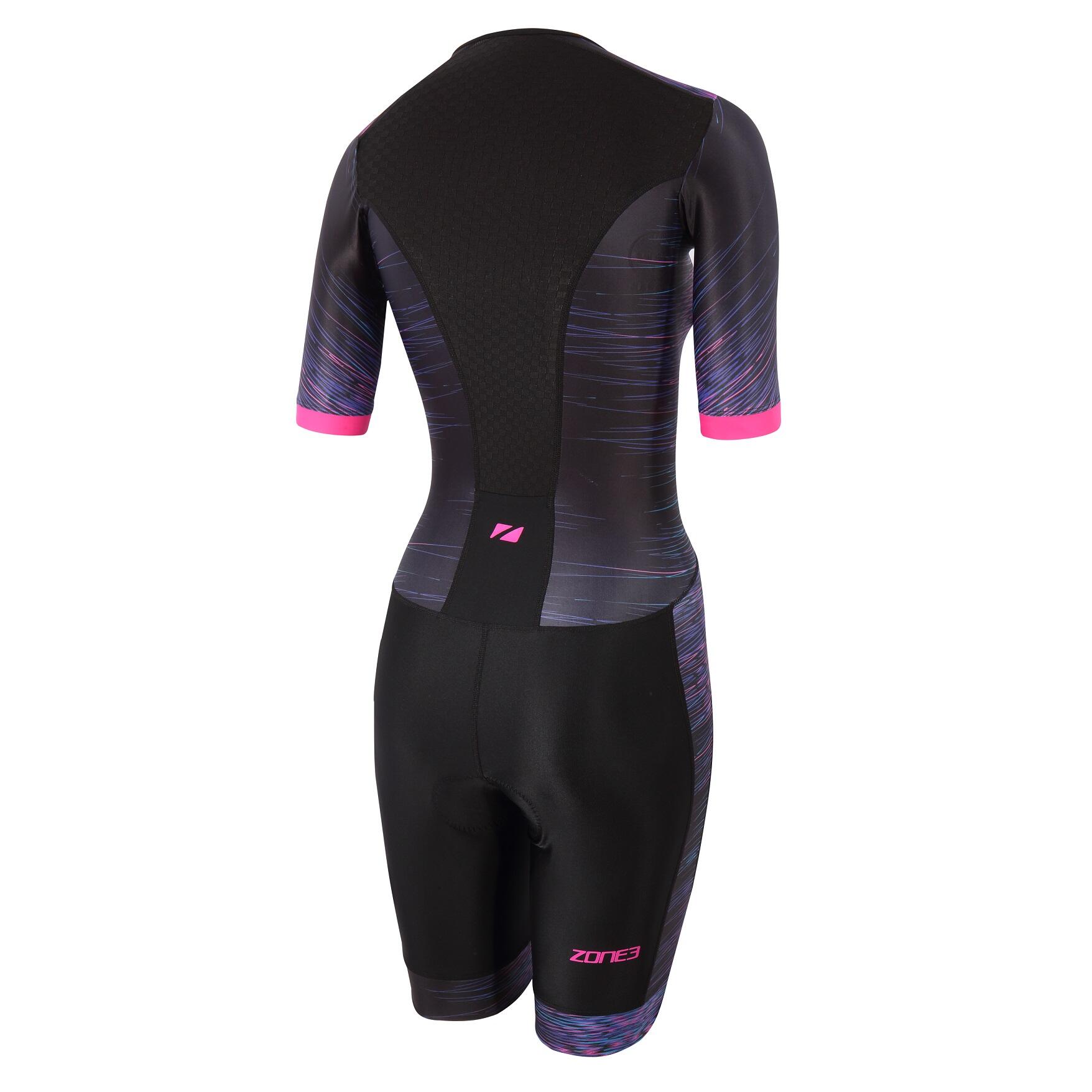 Activate+ Short Sleeve Full Zip Trisuit Women's Momentum Black/Teal/Purple/Pink 2/5