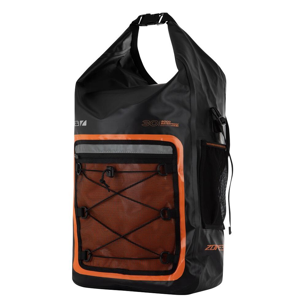 ZONE3 30L Open Water Dry Bag Tech Backpack Black/Brown