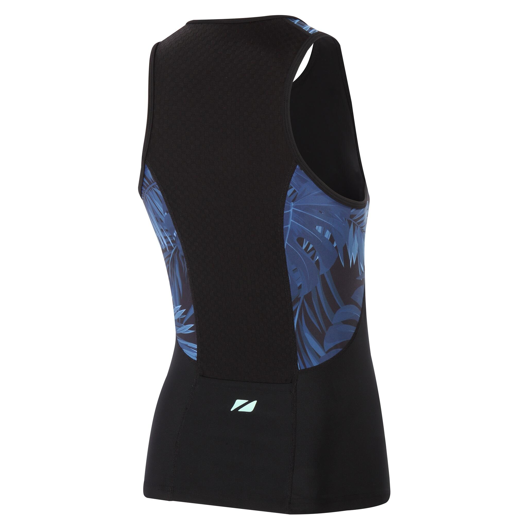 ACTIVATE+ TROPICAL PALM SLEEVELESS TRI TOP WOMENS BLACK/BLUE 2/4