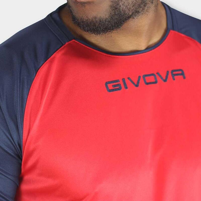 T-Shirt de futebol Givova Capo vermelho/azul marinho poliéster