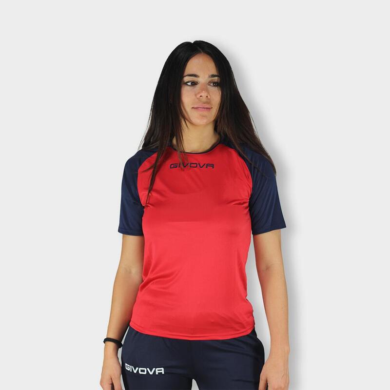 T-Shirt de futebol Givova Capo vermelho/azul marinho poliéster