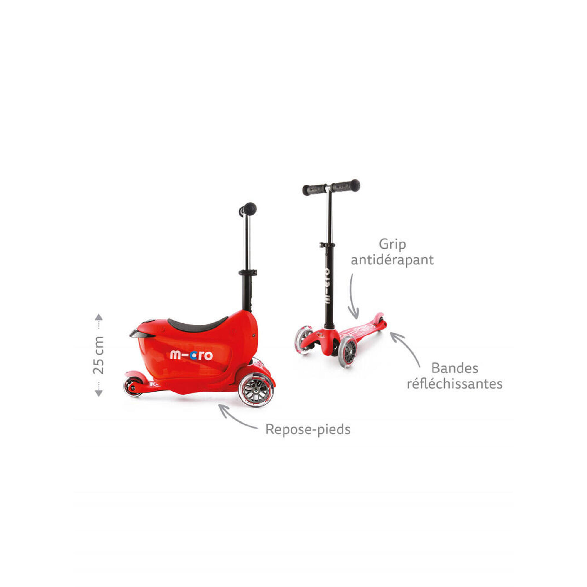 Trottinette évolutive 3 roues – Mini 2Go Deluxe Rouge