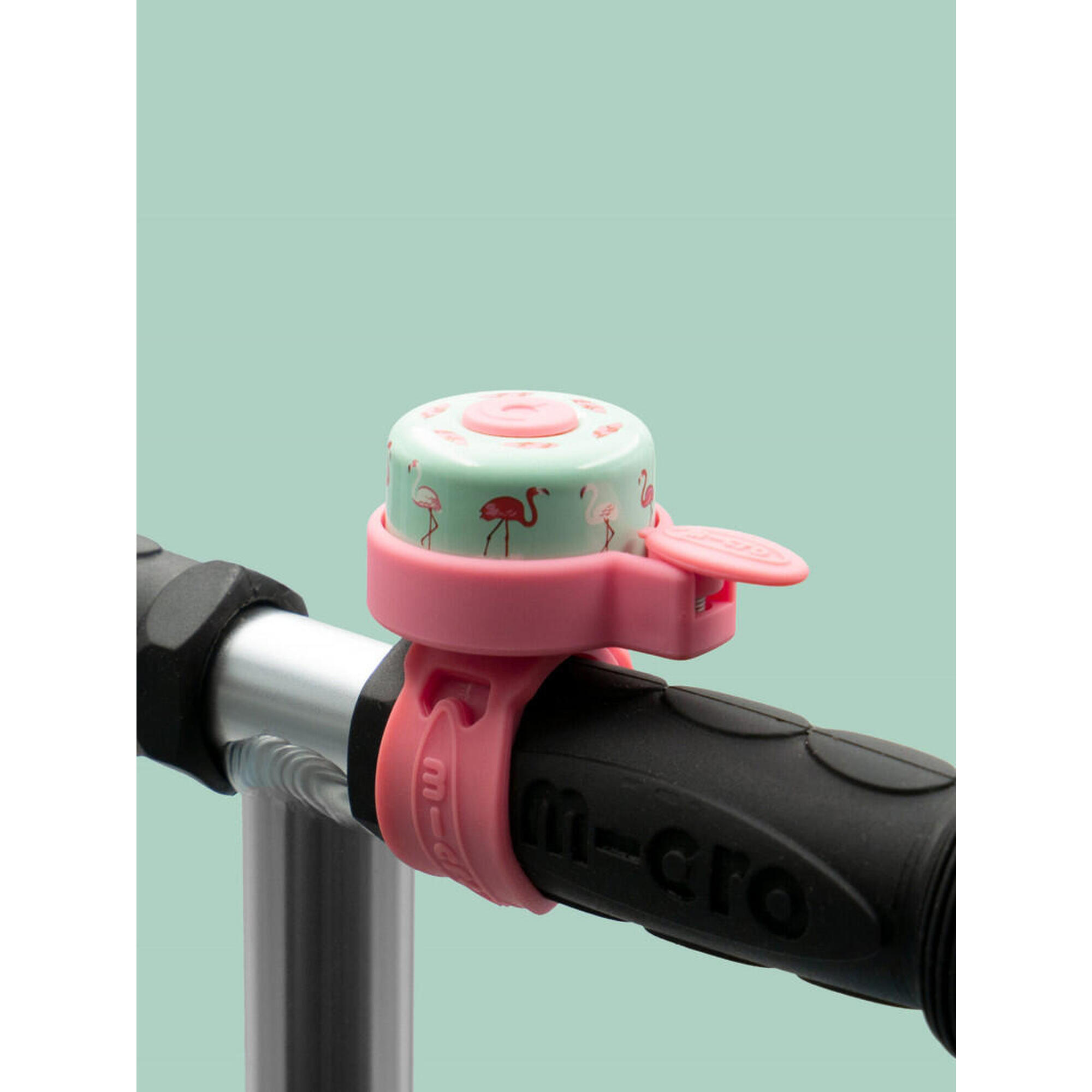 CAMPAINHA MICRO FLAMINGOS COR-DE-ROSA PARA TROTINETAS E BICICLETAS