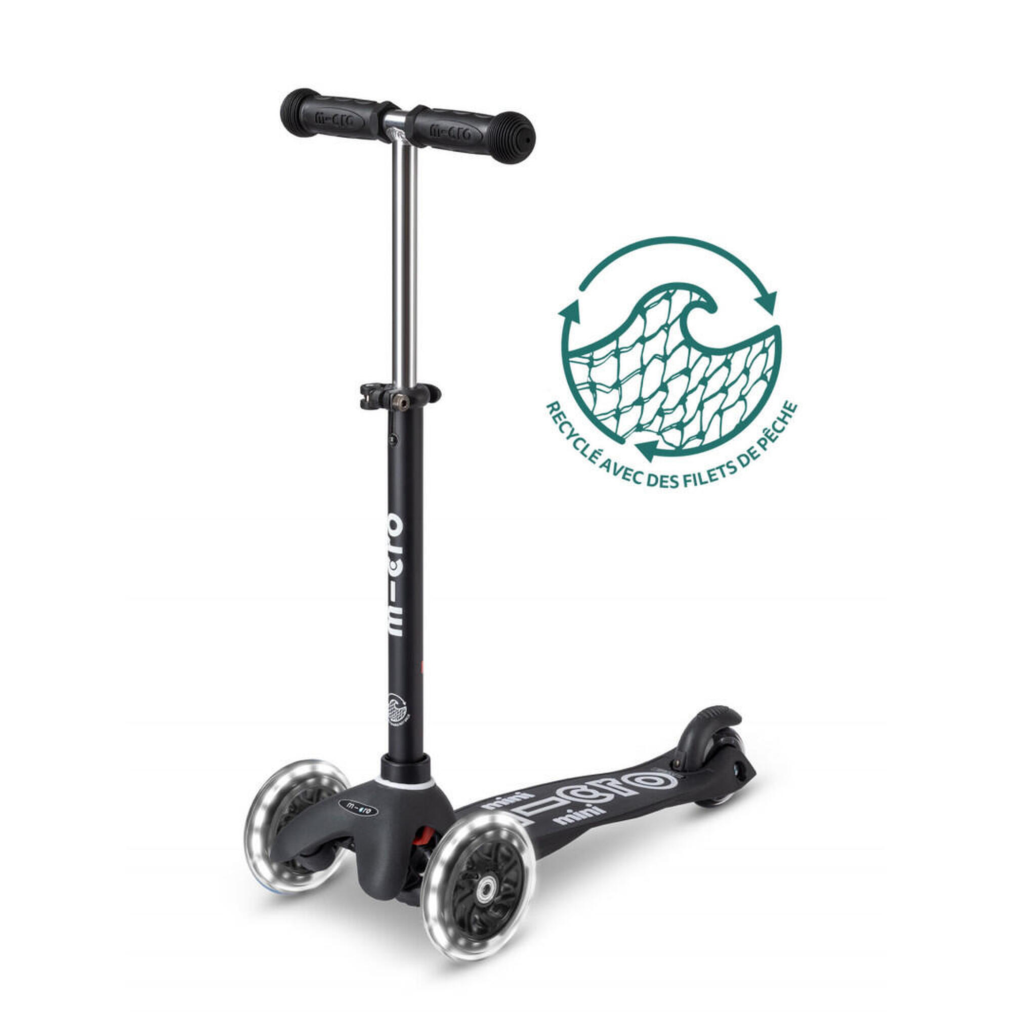 PATINETE CRIANÇA MICRO MINI DELUXE ECO LED NEGRO DE 3 RUEDAS DESMONTABLE