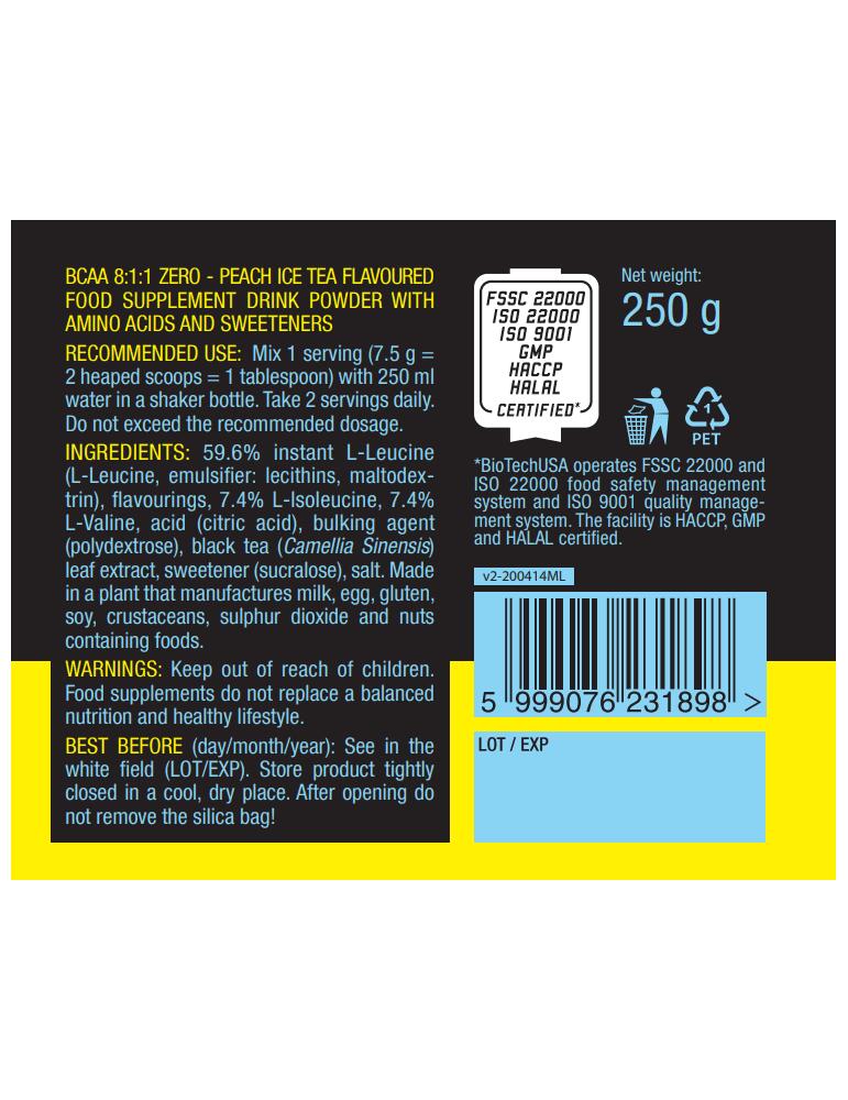 BCAA en poudre - BCAA 8:1:1 Zero - Framboise Bleue 250g 5/7