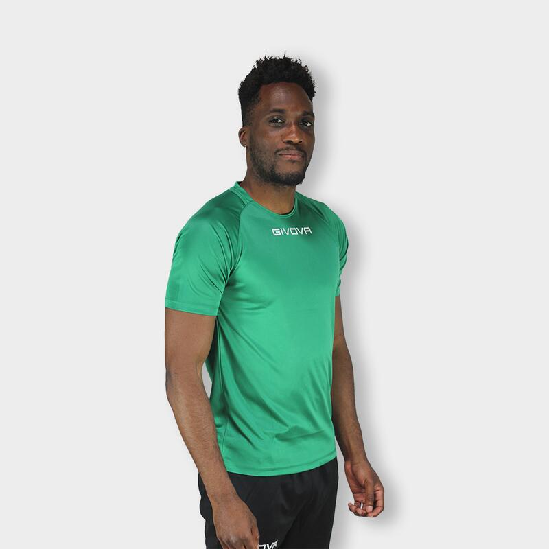 T-Shirt de futebol de poliéster verde Givova Capo