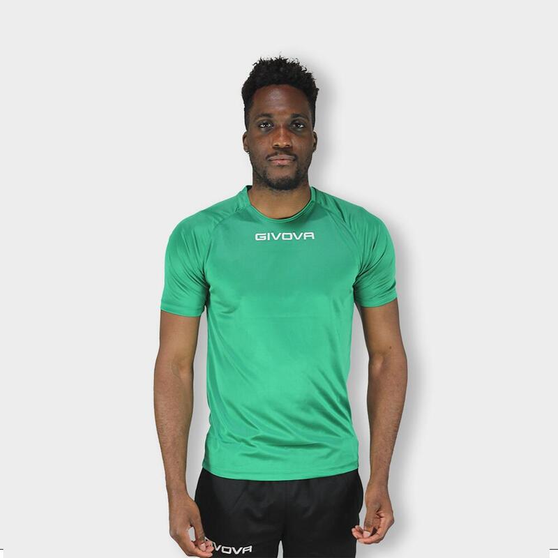 T-Shirt de futebol de poliéster verde Givova Capo