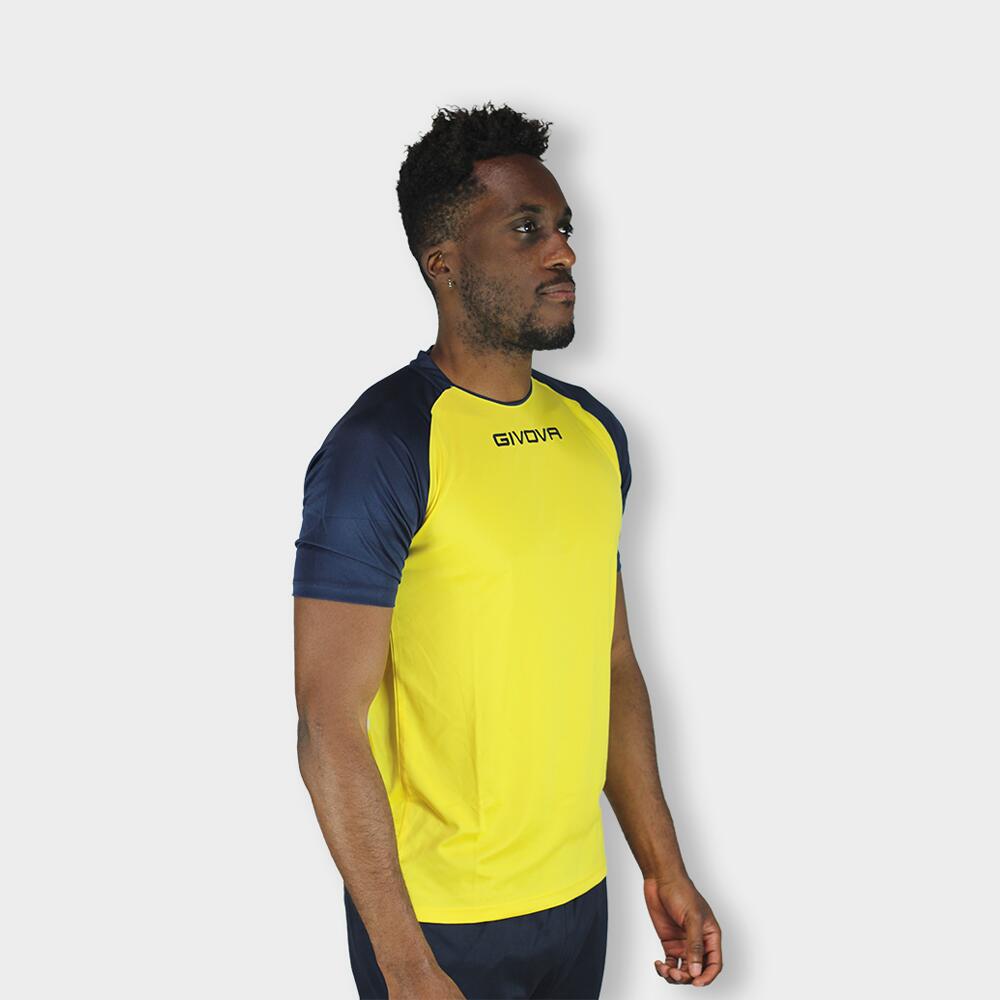 Camiseta de Fútbol Givova Capo Amarilla/Azul Marino Poliéster 2/6