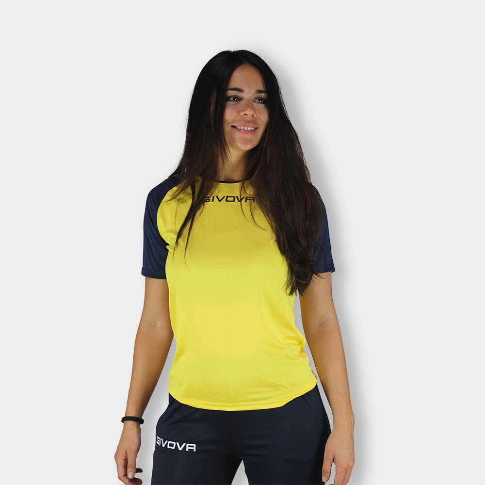 Camiseta de Fútbol Givova Capo Amarilla/Azul Marino Poliéster 4/6