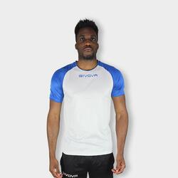 Camiseta de Fútbol Givova Capo Blanca/Azul Royal Poliéster