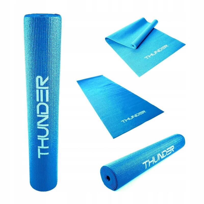 Mata do ćwiczeń THUNDER PVC 0,6cm - niebieska