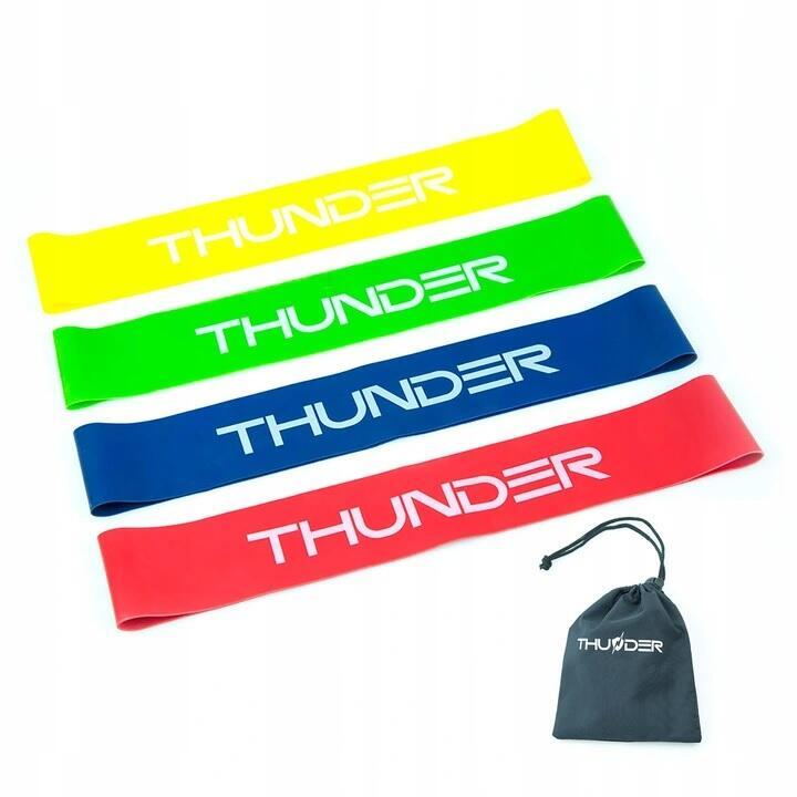 Taśmy oporowe do ćwiczeń THUNDER zestaw 4 gum Mini Band