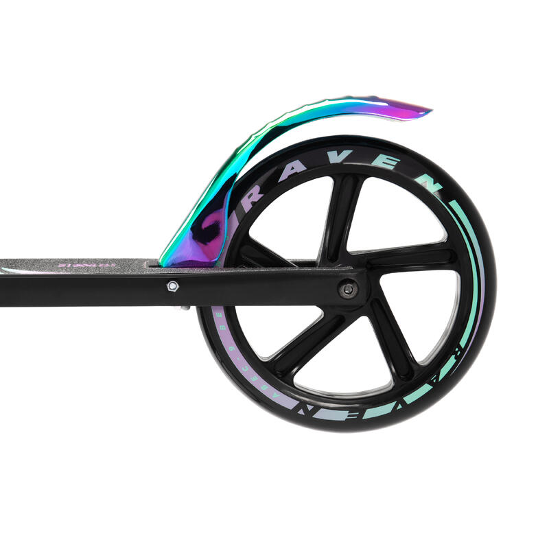 Skládací koloběžka Raven Celia BLACK Neo Chrome s ruční brzdou ABEC9 200mm