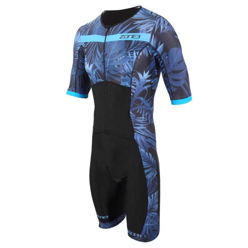 Kombinezon triathlonowy męski ZONE3 Activate+ Tropical Palm Short Sleeve Full Zi