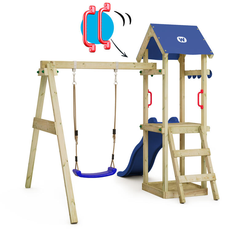 Spielturm TinyWave mit Schaukel & blauer Rutsche