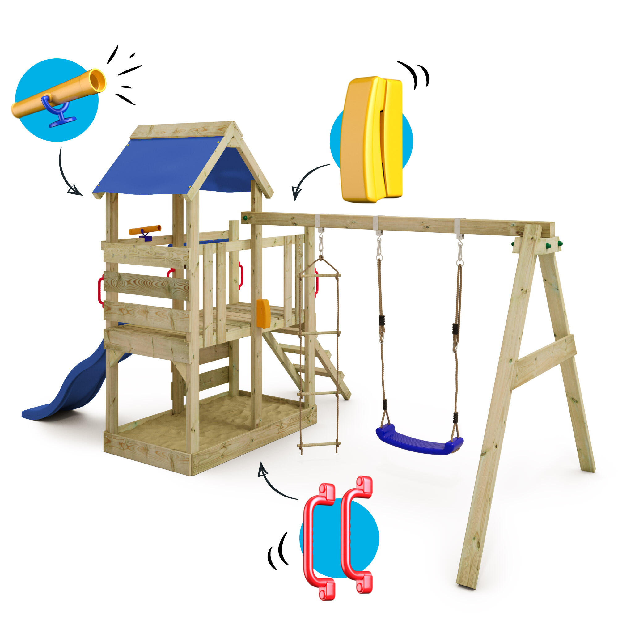 Aire de jeux TurboFlyer avec balançoire et toboggan bleu 5/7