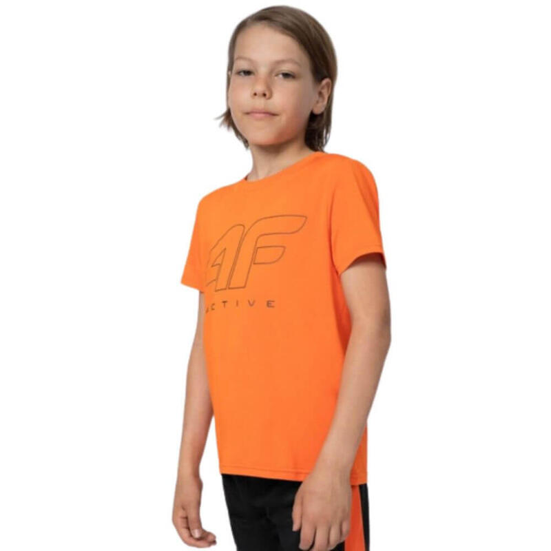 T-shirt básica de manga curta do Criança 4F. Laranja