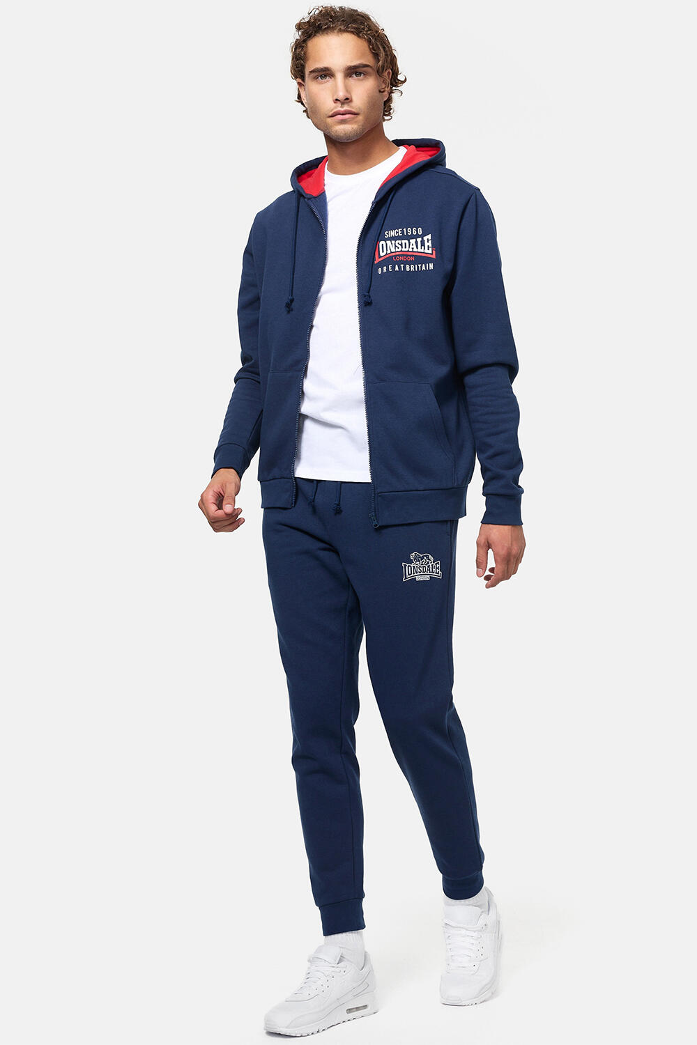 Felpa con cappuccio, cerniera e taglio classico Lonsdale Lintmill 3/5