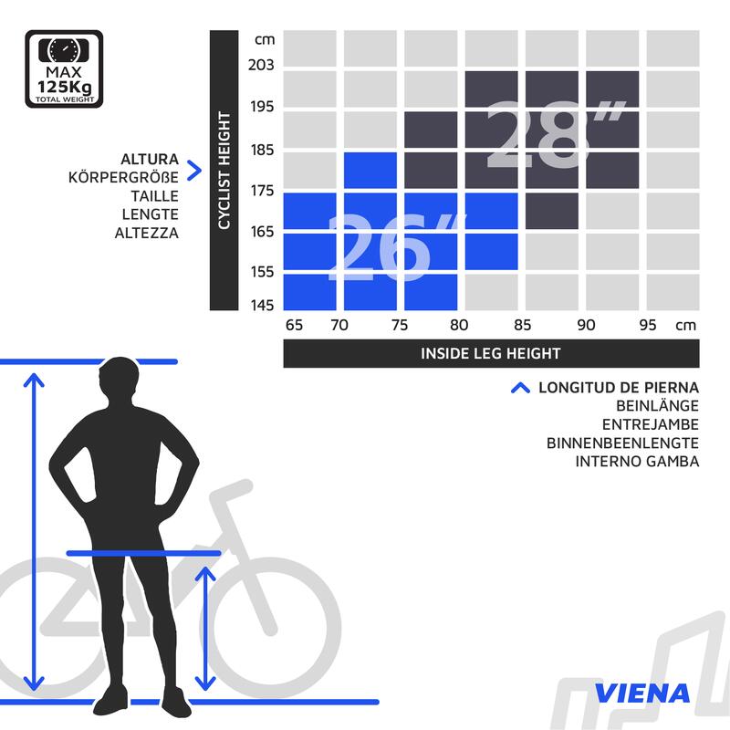 Urbanbiker Viena | Elektrische Hybride Fiets | 200KM Actieradius | Blauw | 26"