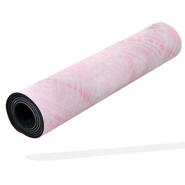 Mata do jogi Deluxe - różowy marmur - 180 cm - zamsz
