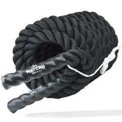 Battle rope / Fitness touw - 38mm x 9m - Zwart - Gewoven polyester