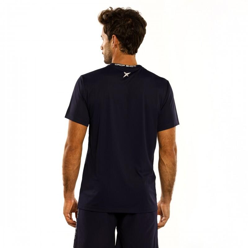 HEREN PADEL T-SHIRT Drop Shot Rush Zwart/Blauw