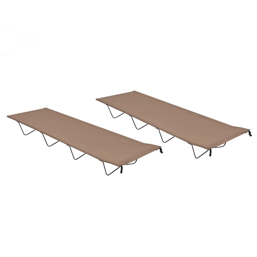 VIDAXL Camas de camping 2 uds tela Oxford y acero taupé 180x60x19 cm