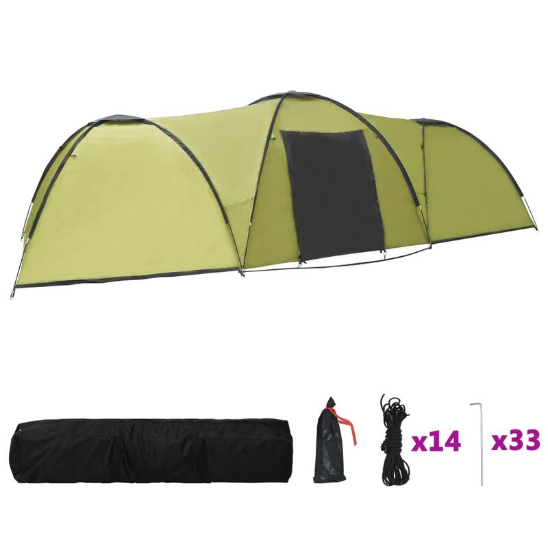 Tenda iglu de campismo 650x240x190 cm 8 pessoas verde