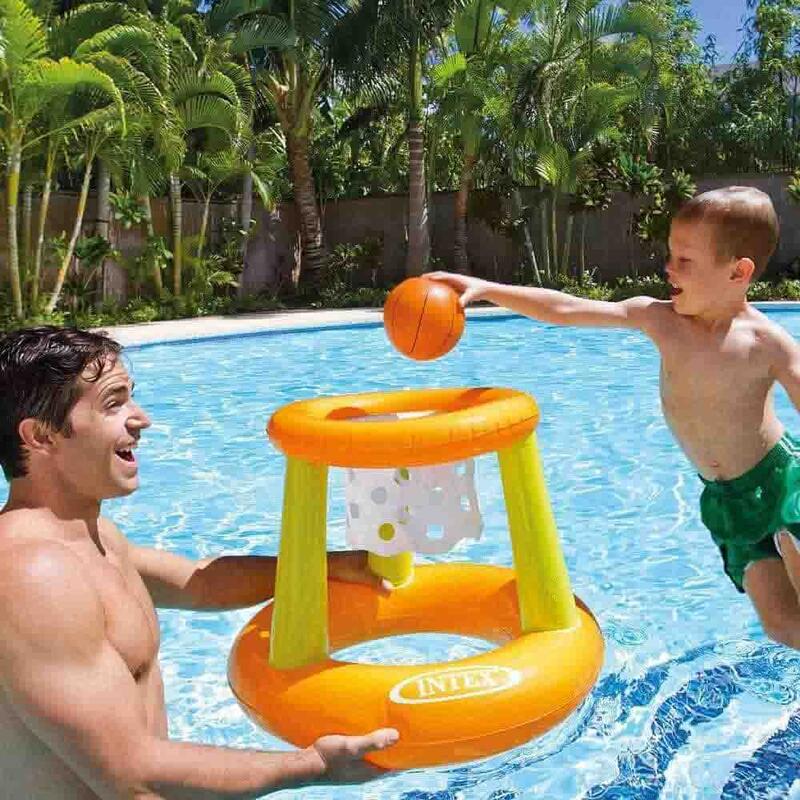 Floating Basketball Hoop Inflatable Pool Toy Set - Orange/Green