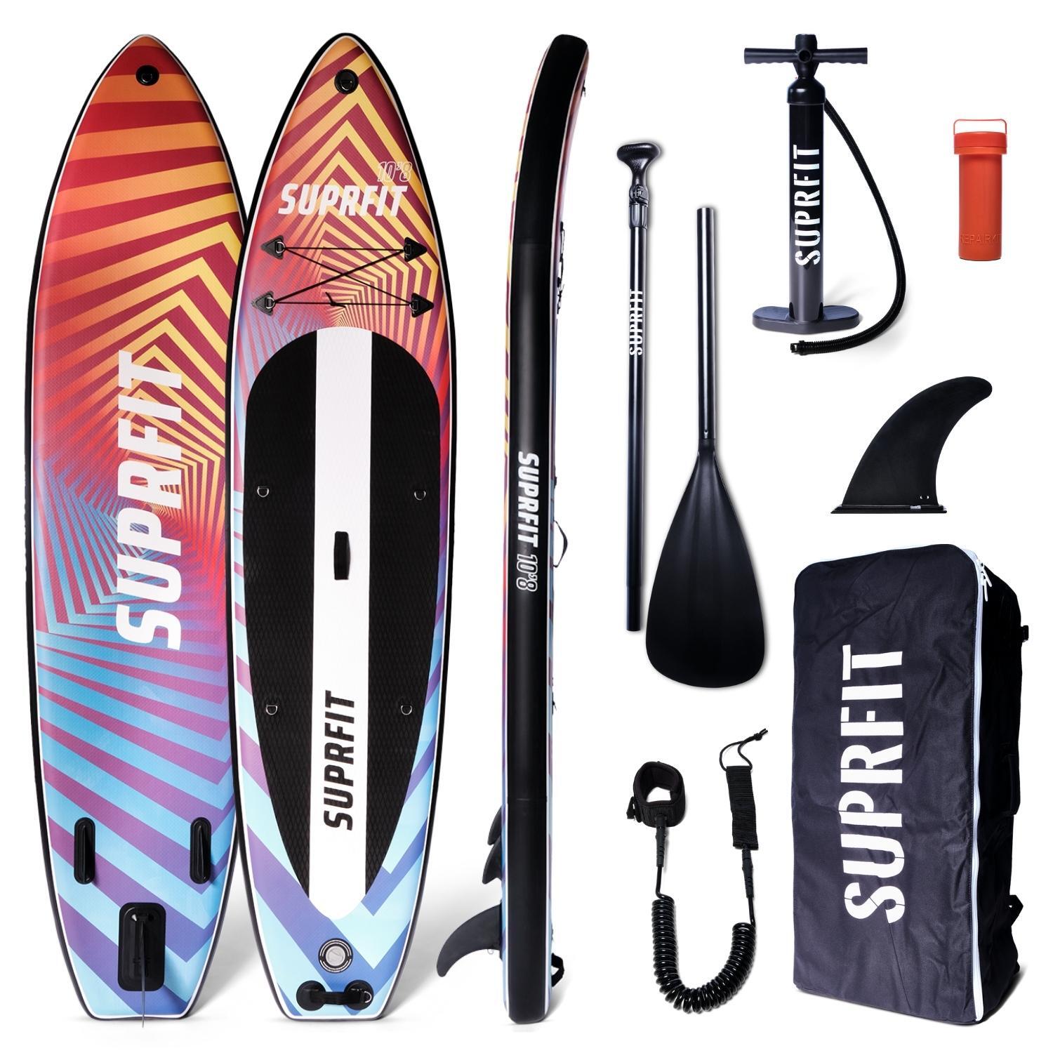 Suprfit - Sup Board Set Gonflable - Stand Up Paddle Touring 10'8 Optical - Planche De Stand Up Paddle - Multicolore - 330 Cm - Decathlon