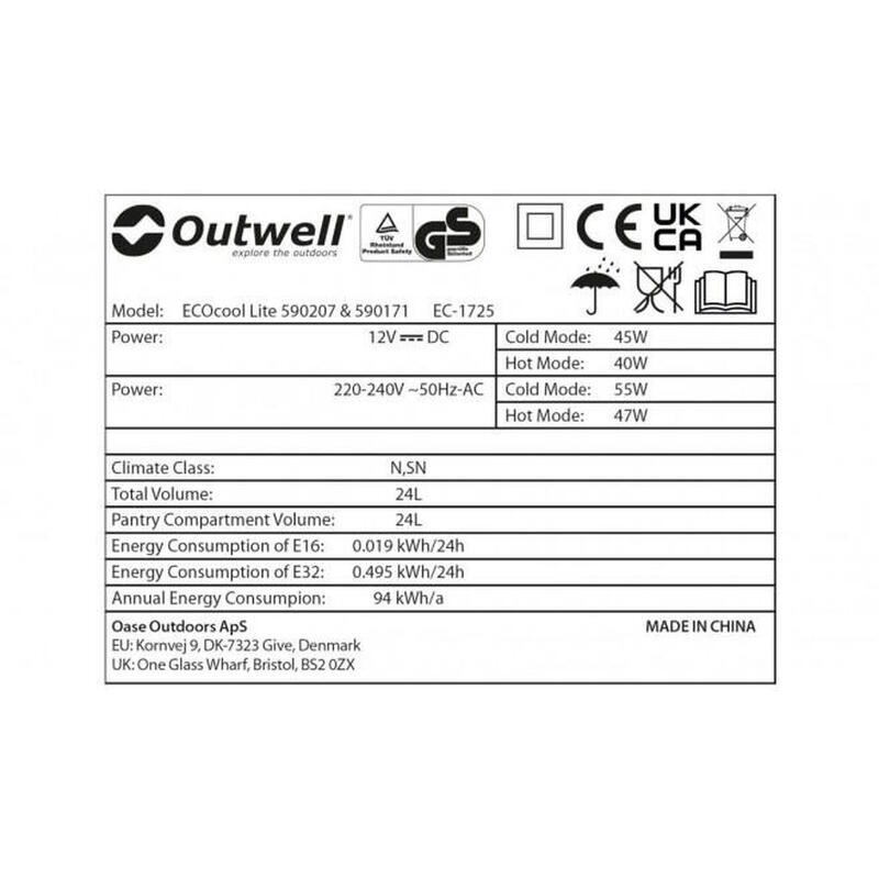 Outwell Ecocool Cool Box 24L 12V 230V