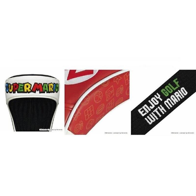 SMHD001 超級馬里奧高爾夫球發球木桿頭套 - 紅色/黑色