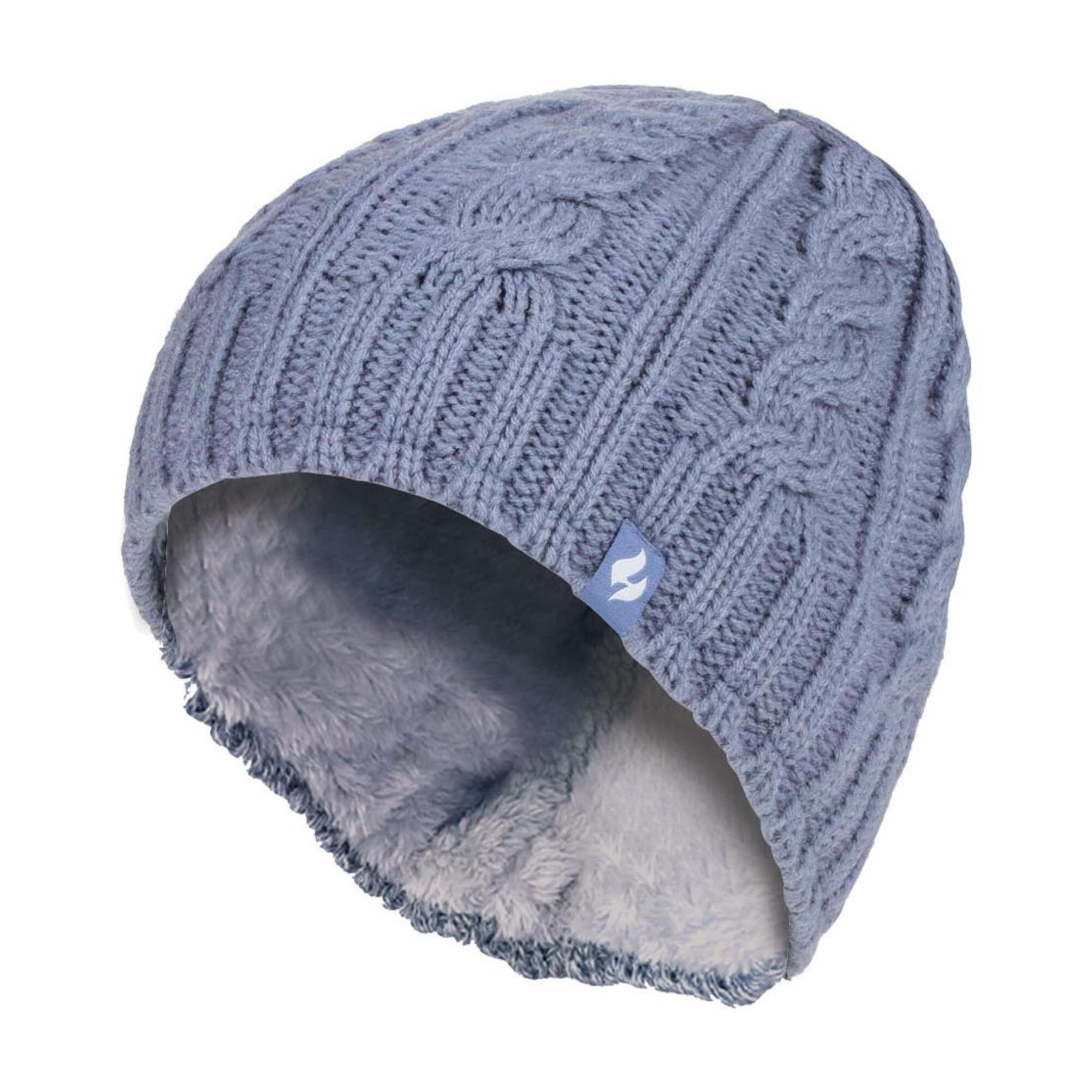 HEAT HOLDERS Ladies Cable Knit Fleece Lined 3.4 TOG Thermal Winter Hat