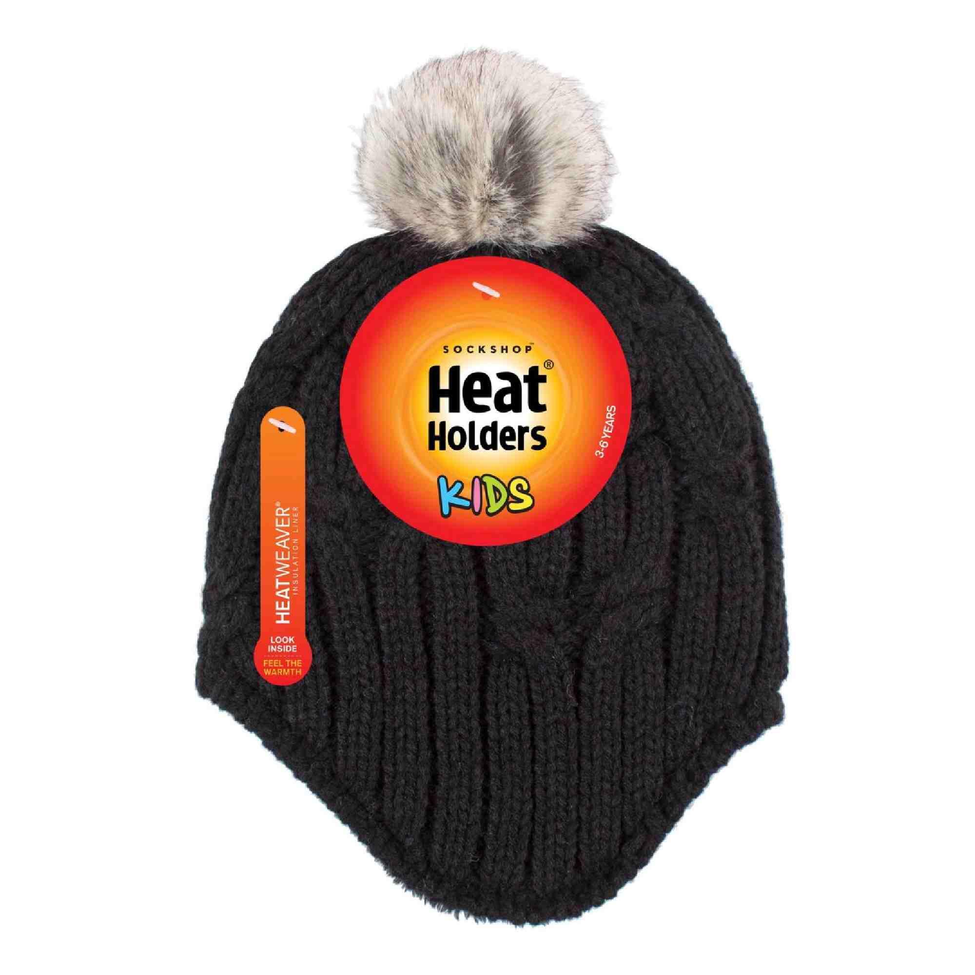 Girls Cable Knitted Beanie Hat with Pom Pom Bobble for Winter 2/4
