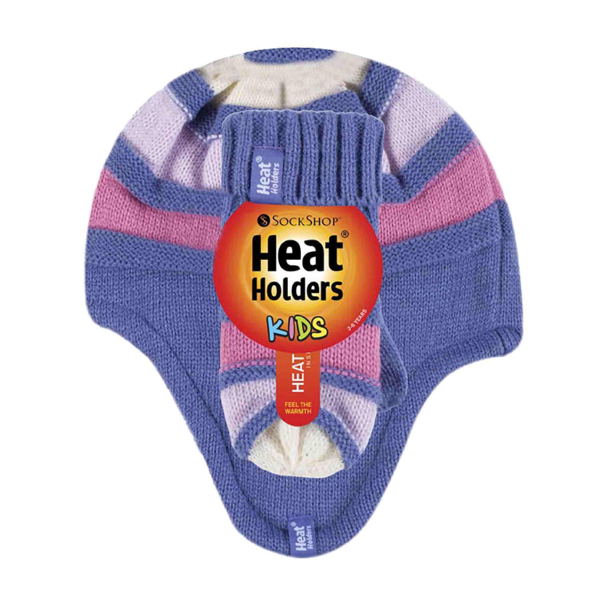 Kids Winter Warm Fleece Lined Thermal Beanie Hat and Mittens with Ear Flaps 2/3