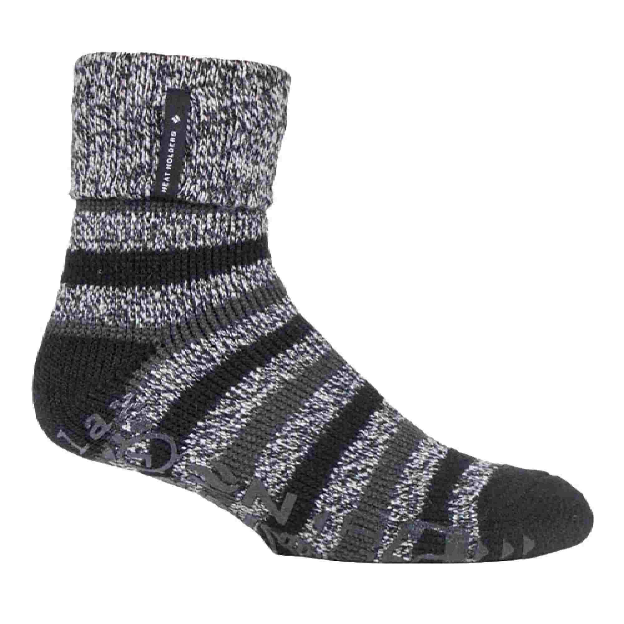 Mens Turnover Thermal Fleece Lined Bed Socks with Non Slip Grips 1/4