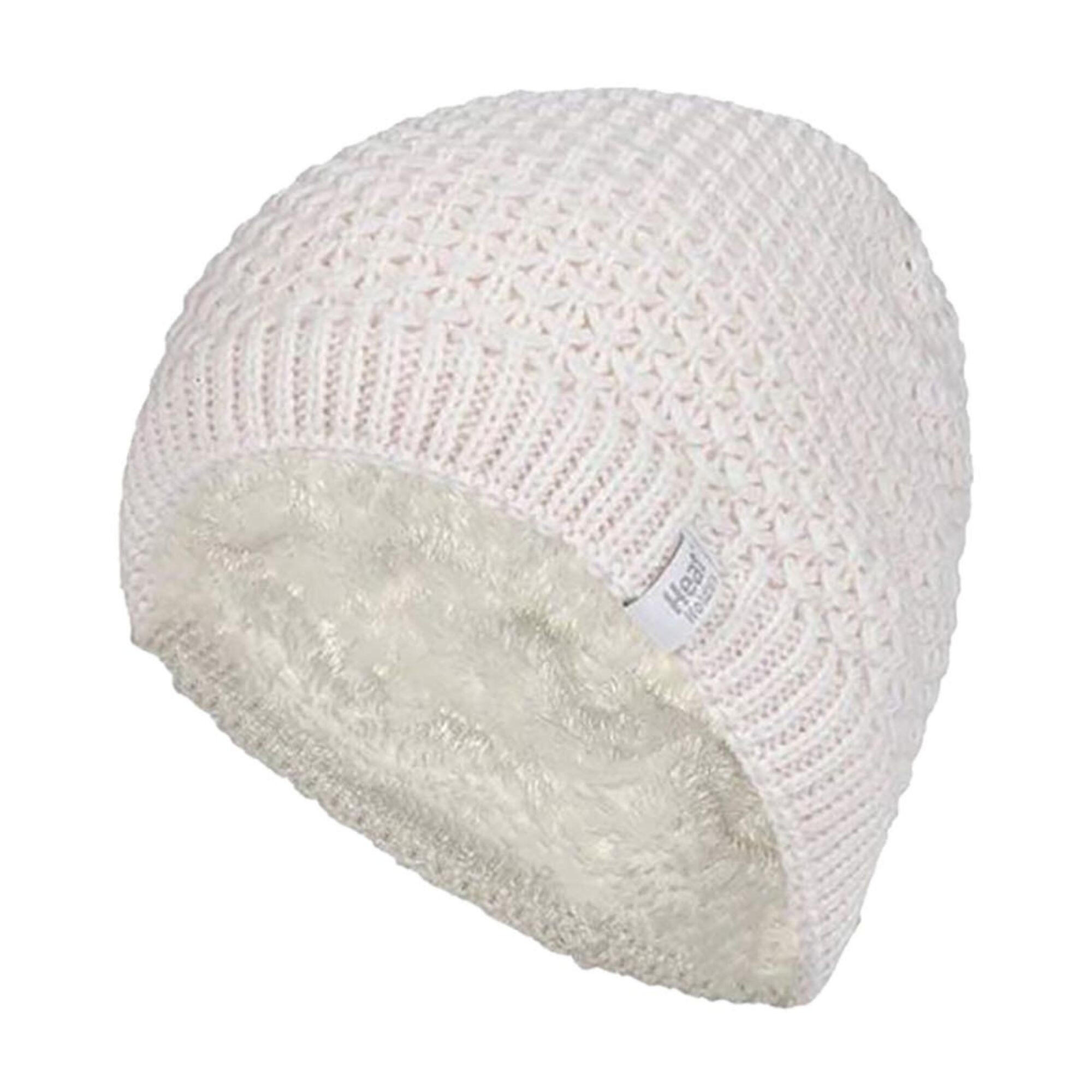 Ladies Knit Fleece Lined Warm Thermal Beanie Hat 1/4